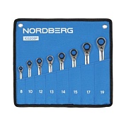 Набор ключей трещоточных с флажковым переключателем 8 шт, планшет тетрон NORDBERG 103208P