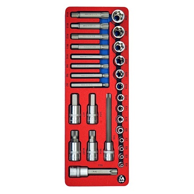 МАСТАК Набор торцевых насадок и головок Torx, ложемент, 28 предметов МАСТАК 5-03428
