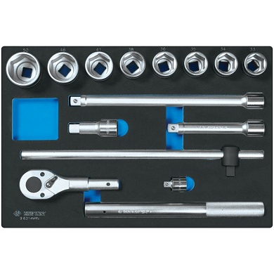 KING TONY Набор торцевых головок 3/4" с принадлежностями, ложемент, 14 предметов KING TONY 9-6314MRV