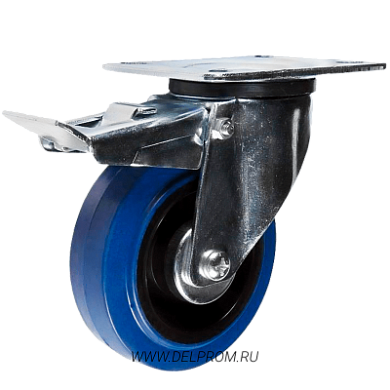 SRCLb 63 Поворотная колёсная опора с торм. синяя резина д160 (VILS)