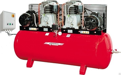 Компрессор поршневой тандемный серии FIAC с пультом 500.AB678Т REMEZA (Белоруссия): 1300 л/мин., 10 бар, ресивер 500 л., 4,0+4,0 кВт, 380В, габариты без упак. 2050х610х1250 мм, 310 кг.