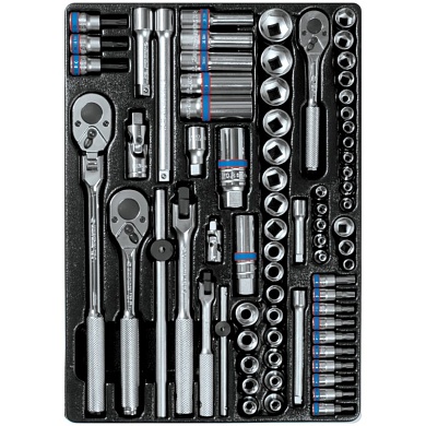 KING TONY Набор торцевых головок 1/4", 3/8" с принадлежностями, ложемент, 75 предметов KING TONY 9-5575MR