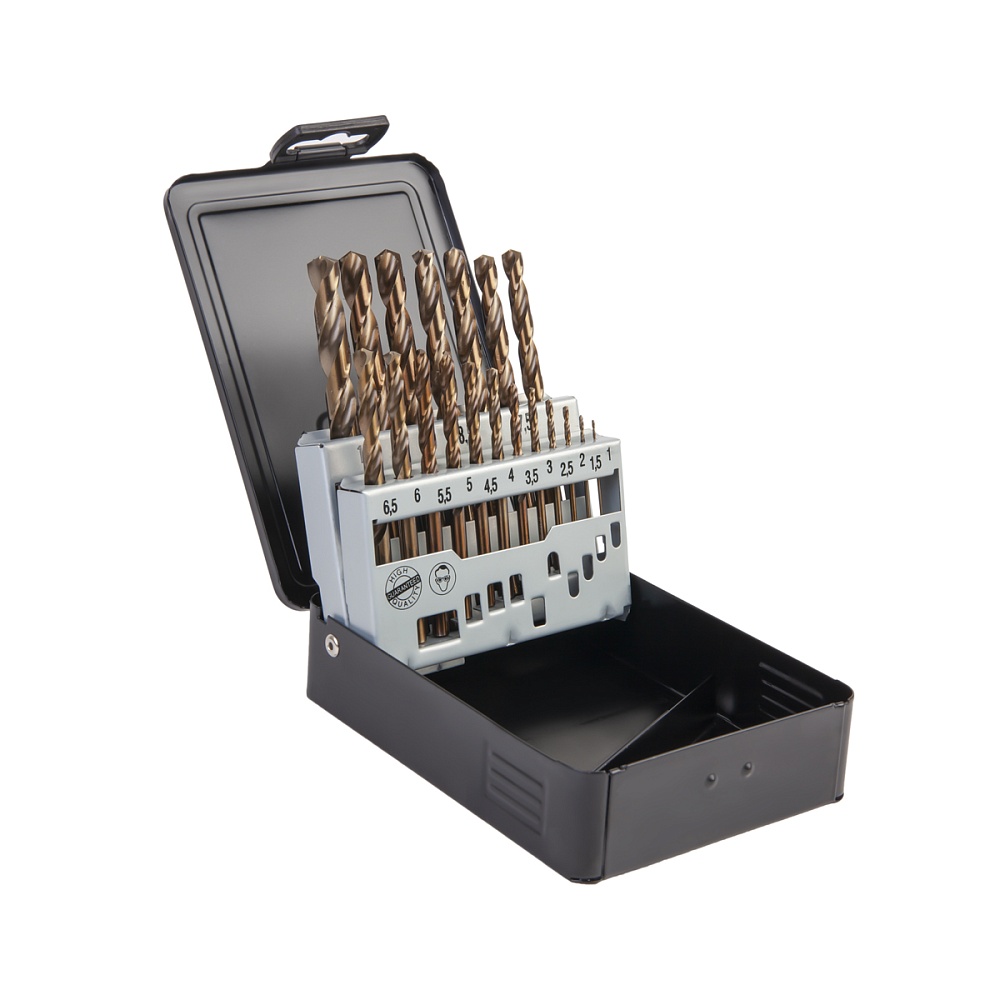 WDK-DC19 Набор сверл по металлу 1-10 мм, шаг 0,5 мм, HSS-Co, 19 предметов, металлический кейс Wiederkraft