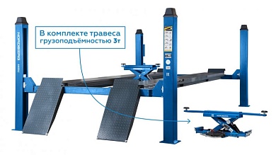 Подъемник 4х стоечный 5т, c ручной траверсой 3т, 380В (синий) NORDBERG 4450J