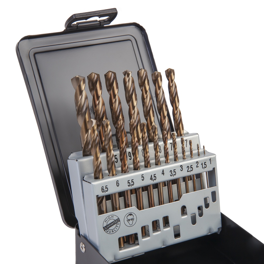 WDK-DC19 Набор сверл по металлу 1-10 мм, шаг 0,5 мм, HSS-Co, 19 предметов, металлический кейс Wiederkraft