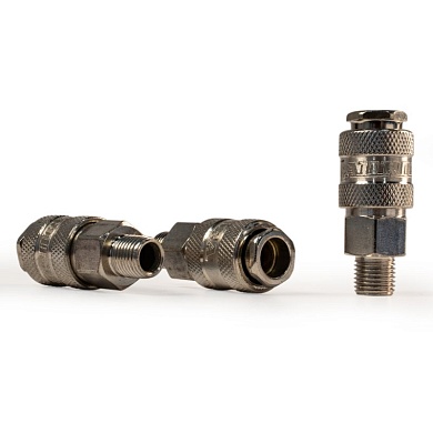 Штуцер мама с наружной резьбой 1/4M, никелированная сталь, 50шт