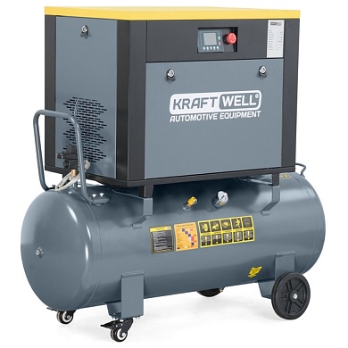 Компрессор винтовой 680 л/мин, 10 бар, 200 л, 380В KraftWell арт. KRW-PSC680-200L